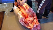 Bluefin Tuna Cutting Skills, Tuna Belly Sashimi - 黑鮪魚切割技能 - Fish Market in Taiwan