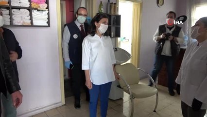 Gemlik'te kuaförler dezenfekte edildi