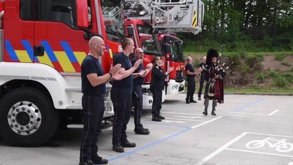 Sambreville: une cornemuse pour remercier les pompiers de la zone Val de Sambre (09.05.20)