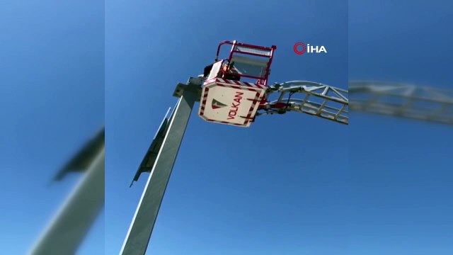 Yuvasından yola düşen yavru kuşları itfaiye kurtardı