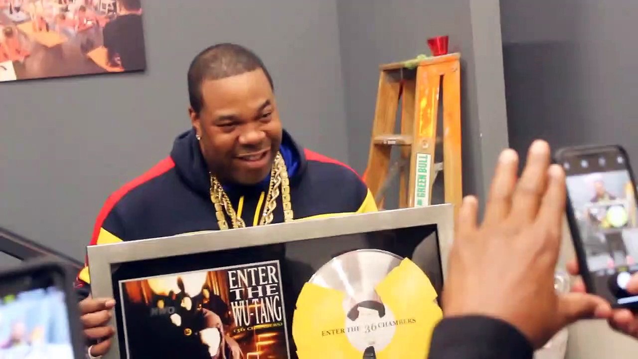 Busta Rhymes receives Wu Tang Plaque from RZA and the whole entire WU