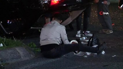 Makas attığı ileri sürülen otomobil takla atarak iş yerinin bahçesine girdi: 3 yaralı