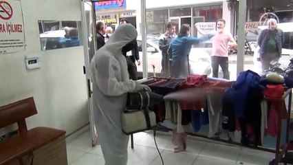 Berber ve kuaförler dezenfekte ediliyor