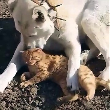 AKBAS COBAN KOPEGi ve KEDi SEVGiSi - AKBASH SHEPHERD DOG and CAT