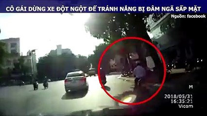 Đột ngột dừng xe trong bóng râm tránh nắng, nữ ninja bị đâm ngã sấp mặt