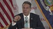 New York Governor Andrew Cuomo makes an announcement at his daily COVID-19 briefing