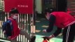 La routine de nettoyage des écoliers en Chine est bien rodée