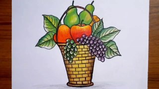 How to draw a fruit basket step by step