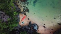 birds eye view of beach footage filmed with drone. copyright free video
