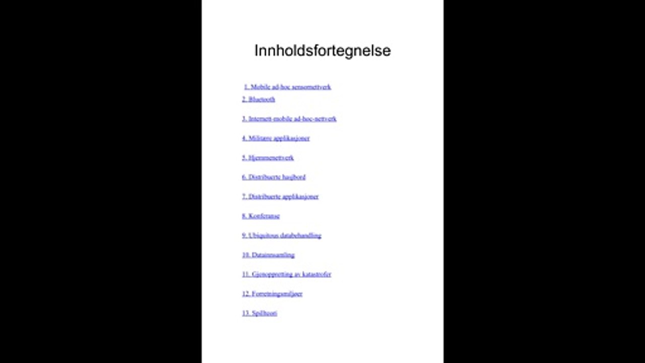 Bruksområder for mobile ad-hoc-nettverk