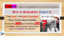 Contrite: How to Remember English vocabulary with tricks mnemonics synonyms antonyms examples