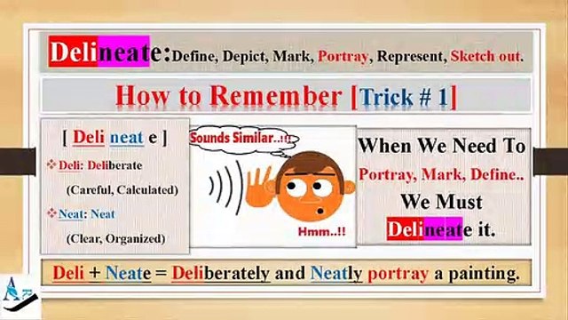 Delineate: How to Remember English vocabulary with tricks mnemodelineate in a sentencenics synonyms antonyms examples