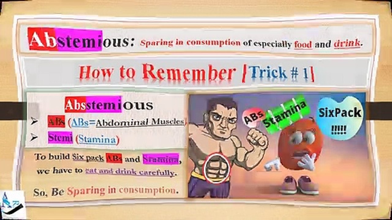 Abstemious: How to Remember English vocabulary with tricks mnemonics synonyms antonyms examples