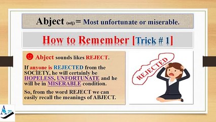 Abject: How to Remember English vocabulary forever with tricks mnemonics synonyms antonyms examples