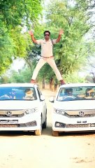 लॉकडाउन में दबंग एसआई का सिंघम स्टाइल, गाड़ियों के बीच स्टंट का वीडियो वायरल