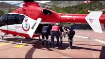 Ambulans helikopter iş kazası geçiren işçi için havalandı