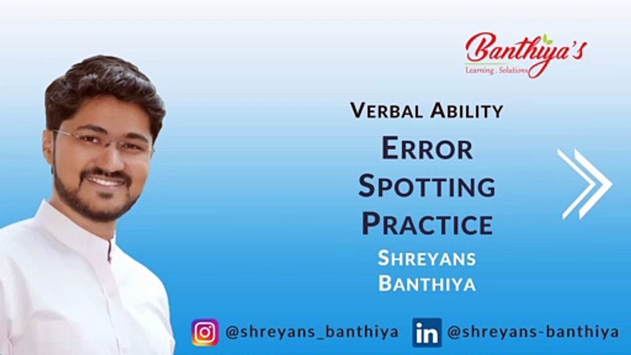 Error Spotting | Practice Lecture - I | English Grammar