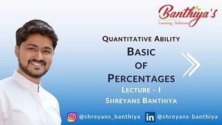 Percentages | Formulae and Tricks | Quantitative Ability | Lecture - I