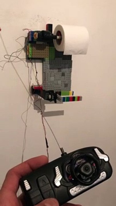 Wall Mounted Automatic Toilet Paper Dispenser Made From LEGO
