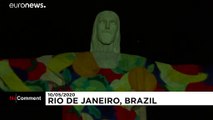 À Rio, le Christ Rédempteur porteur d'un message contre la faim