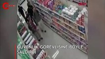 Maske takmayan müşteri güvenlik görevlisine saldırdı