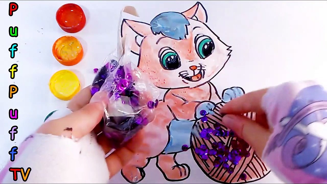 Glitter Kitten Coloring and Drawing for Kids, Toddlers