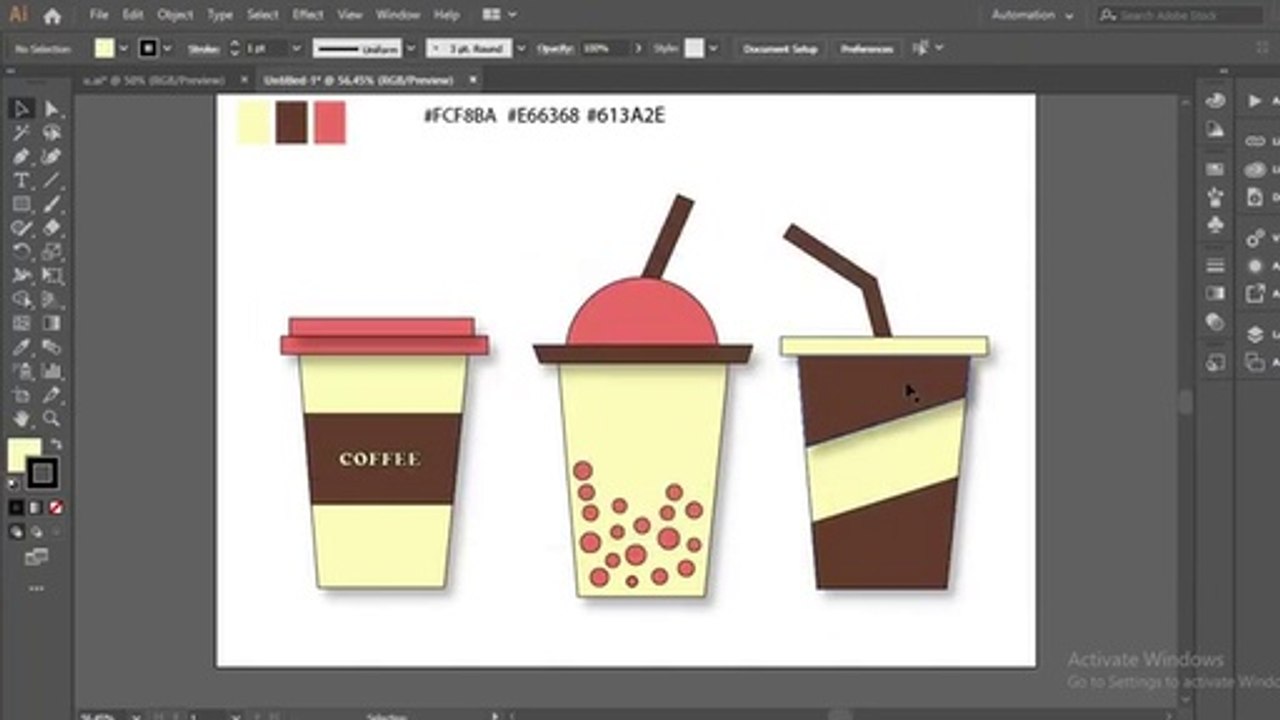 Illustration_tutorial_|_Soft_drinks_cup_and_Coffee_cup_flat_vector_design_in_Adobe_Illustrator_CC