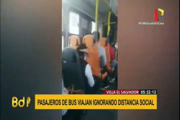 VES: video muestra que pasajeros de bus no respetan distancia social