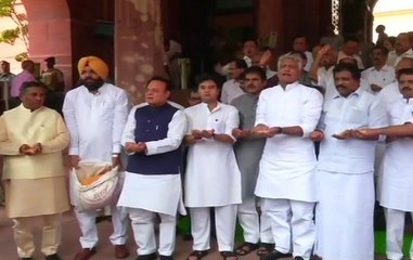 Congress leaders protest outside parliament over MSP