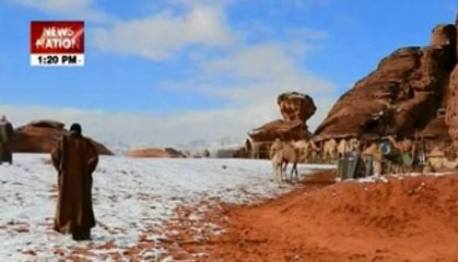 Snow whitens desert in Tabuk region!