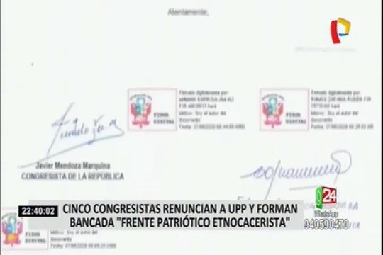 Fracción en UPP: 5 congresistas renuncian y forman bancada “Frente Patriótico Etnocacerista
