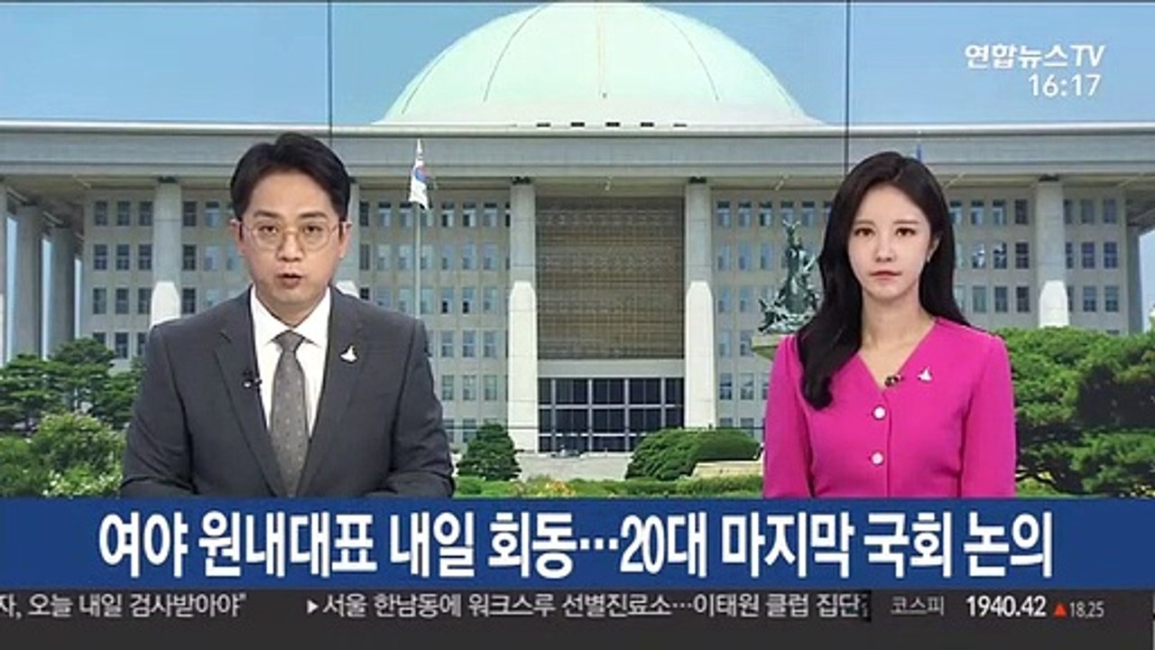 여야 원내대표 내일 회동…20대 마지막 국회 논의