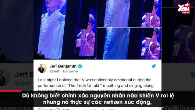 Hết Jimin, đến V gây sốt toàn cầu với khoảnh khắc rơi nước mắt tại concert của BTS