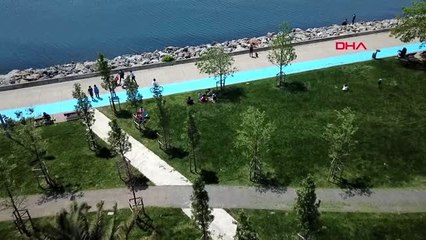 MALTEPE SAHİLİNİNDEKİ YOĞUNLUK HAVADAN GÖRÜNTÜLENDİ