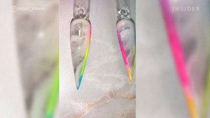 Spice up your nail game with this rainbow-edge manicure
