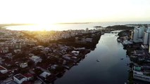 Imagens de drone mostram o amanhecer na Capital