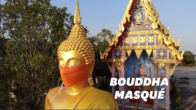 En Thaïlande, des Bouddhas masqués pour promouvoir le port du masque