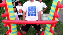 Kids Inflatable Limbo Challenge with our DAD! family fun vlog video
