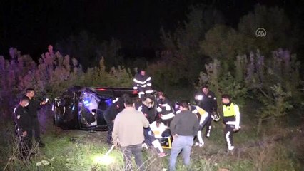Erzincan'da köpeğe çarpıp şarampole devrilen otomobildeki 3 kişi yaralandı