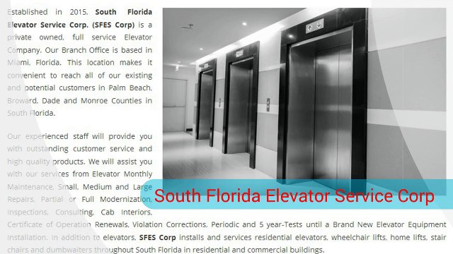 Elevator Companies in West Palm Beach - South Florida Elevator Service Corp. (305) 456-5686