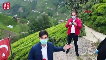 Rizeli muhtar drone ile maske dağıtıyor