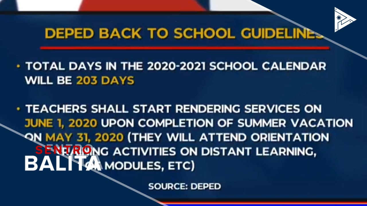 School calendar para sa A.Y. 2020-2021, inilaba...