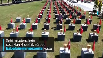 Şehit madencilerin çocukları 4 saatlik sürede babalarının mezarına koştu