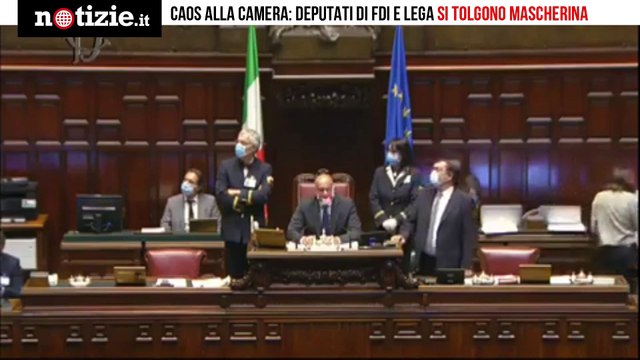 Coronavirus, Lombardia ha fallito : bagarre alla Camera, Lega e Fdi tolgono le mascherine