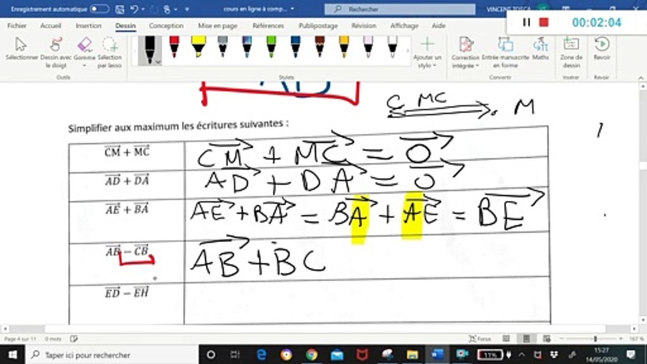 Rappels sur les vecteurs partie 5