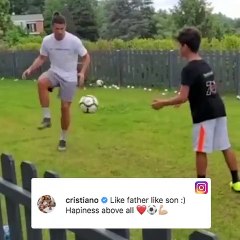 Cristiano ronaldo training with his son during lock down