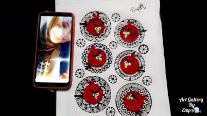 Angry Bird Mandala Art Step by Step