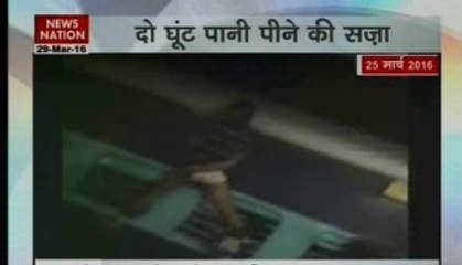 Man tied to window of moving train for drinking water