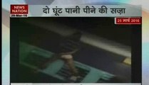 Man tied to window of moving train for drinking water