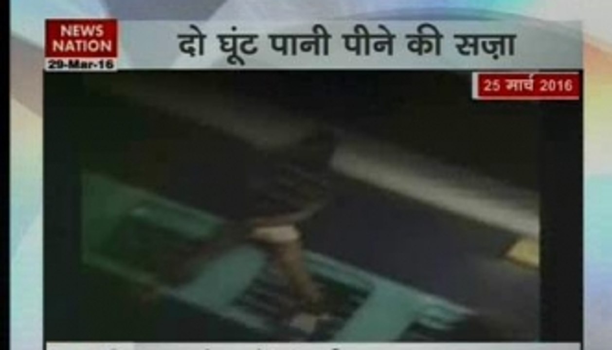 Man tied to window of moving train for drinking water